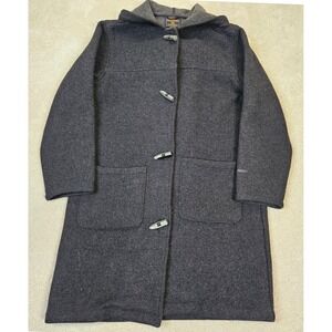 Woolrich Women Charcoal Hooded Duffle Coat Toggle Closure Heritage Americana S‎